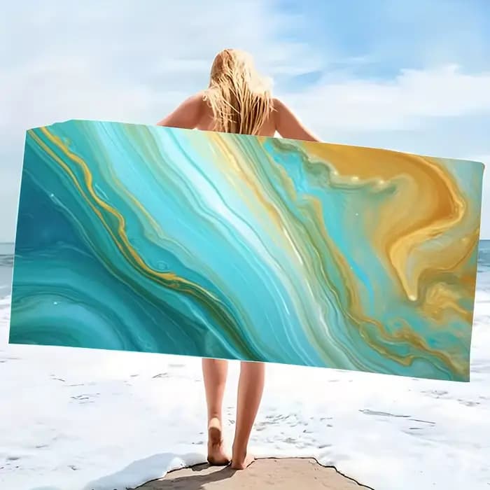 Serviette de plage en microfibre, motif marbré, serviette de bain fine et absorbante, extra large, p