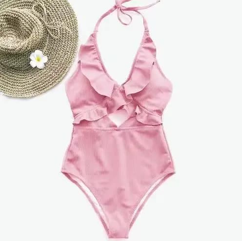 Maillot De Bain une pièce à volants, Bandage, dos nu, soutien-gorge rembourré, Push-Up, Monokini, vê