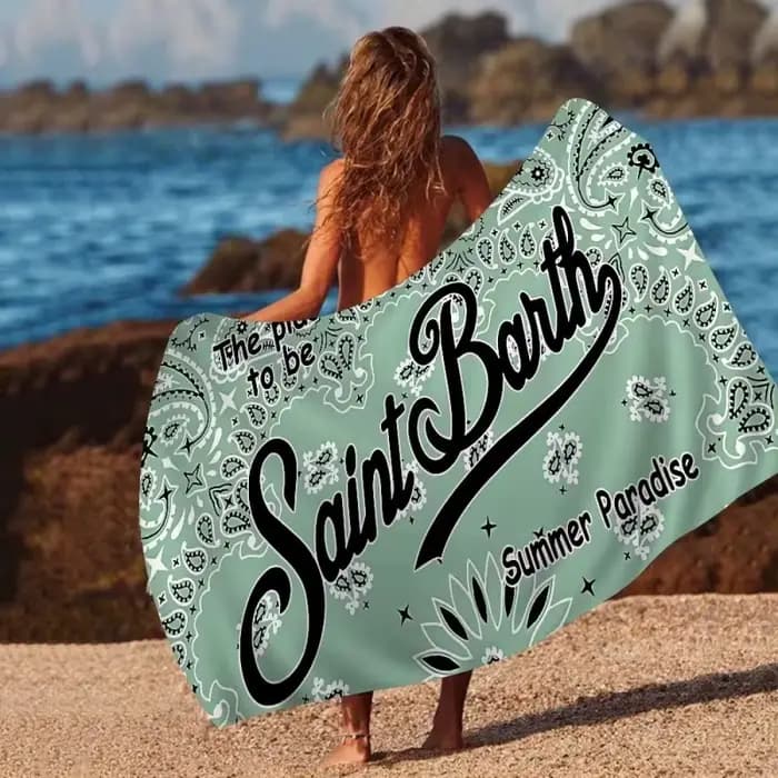 Nouvelle serviette de plage Saint Barth 2026 en microfibre à séchage rapide, motif imprimé intégral,