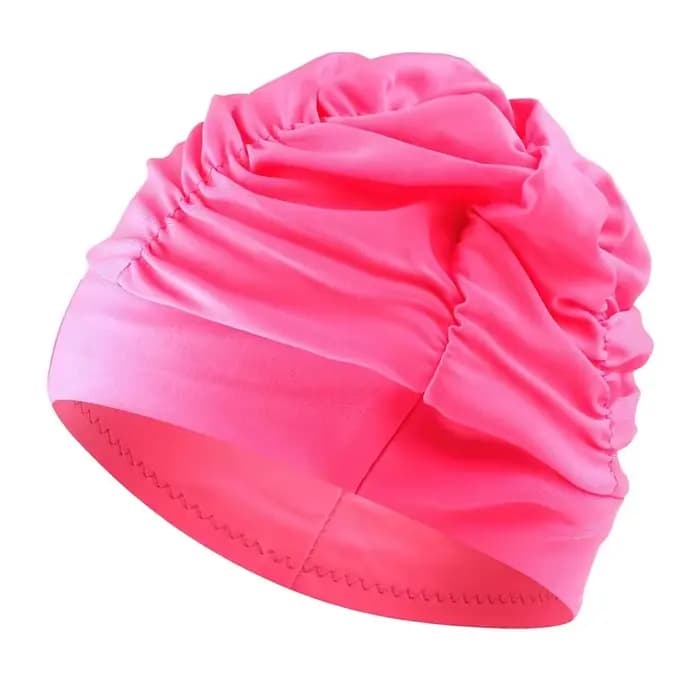 Bonnets de bain en tissu pour femmes, pour cheveux longs, en tissu Nylon, plissé, élastique, confort