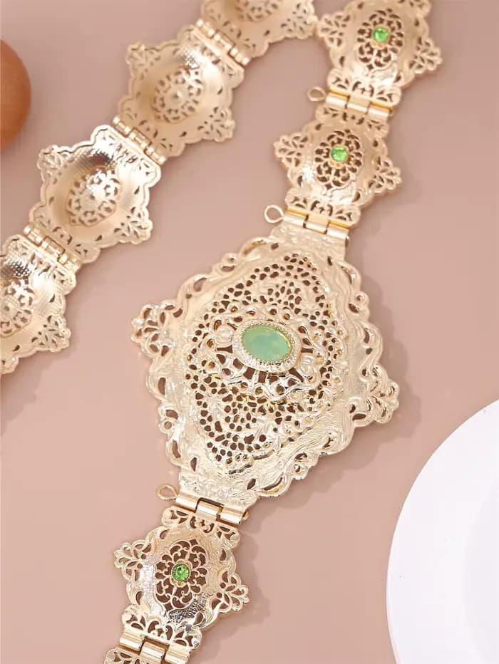Caftan Chic pour femmes, ceinture de mariage en métal couleur or, ceinture marocaine de luxe pour ro