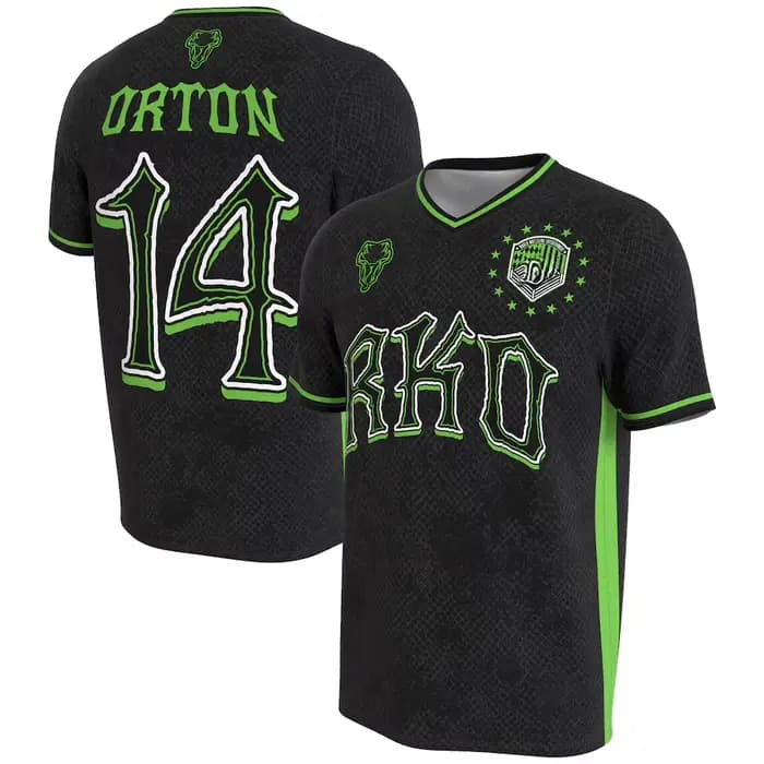 Maillot de football unisexe noir Randy Orton imprimé en 3D, séchage rapide, col en V, manches courte