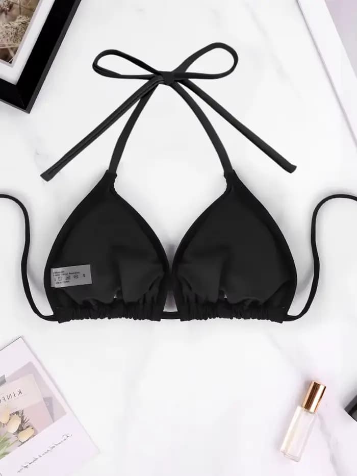 1Pc femmes Sexy haut de bikini soutien-gorge maillot de bain été plage Style couleur unie col suspen