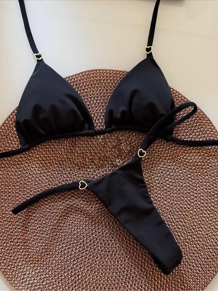 Micro Bikini ensemble 2025 brésil maillot de bain licou maillot de bain noir vêtements de vacances M