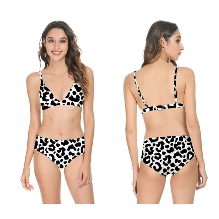 Femmes Sexy Bikini maillot de bain taille haute imprimé léopard décontracté hawaïen dos nu maillots