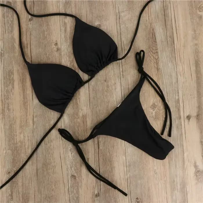 Maillot de bain Bikini européen et américain, couleur unie, trois points, Sexy, fendu, réglable, à l
