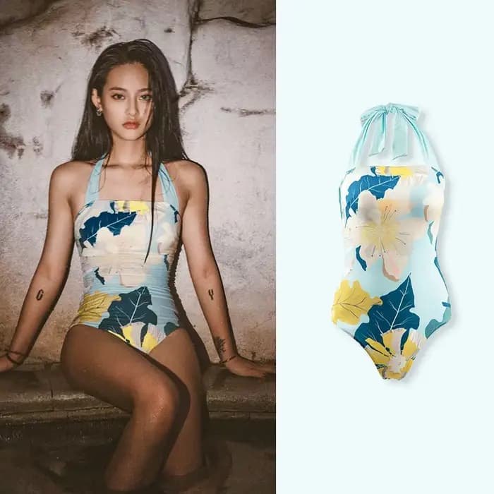 Nu-juune femmes Sexy imprimé fleuri taille haute une pièce maillot de bain maillot de bain Premium m