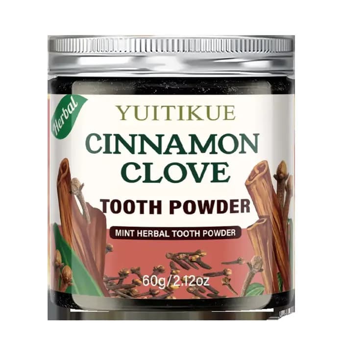 Poudre dentifrice YUITIKUE à la cannelle et aux clous de girofle, 60g, poudre dentifrice aux herbes