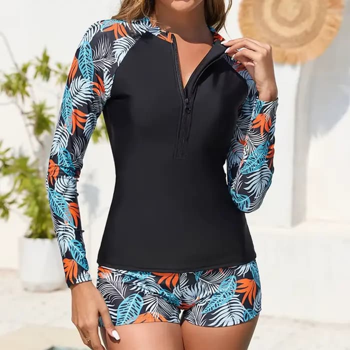 Maillot de bain deux pièces à manches longues pour femme, ensemble de sport, tankini de surf, vêteme