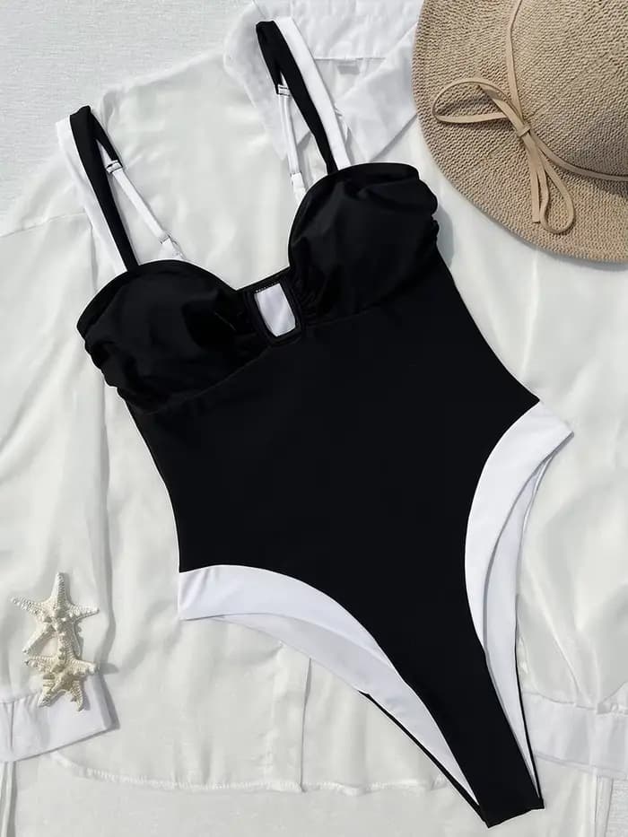2025 épissage col en U jambe haute coupe une pièce maillot de bain femmes maillots de bain femme Mon