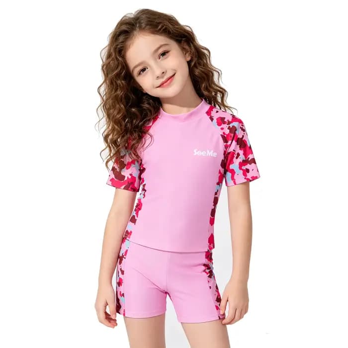 Maillot de bain rose pour filles, ensemble de maillots de bain pour enfants en bas âge, 2 pièces, ma