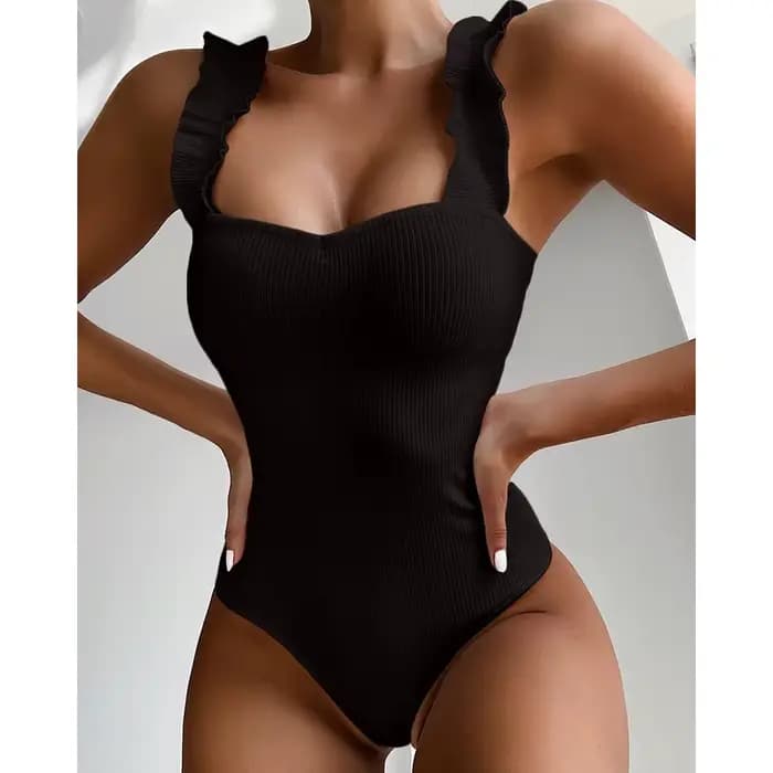 Maillot de bain une pièce Vintage pour femmes, bretelles à volants, Push Up, Monokini, rembourré, vê