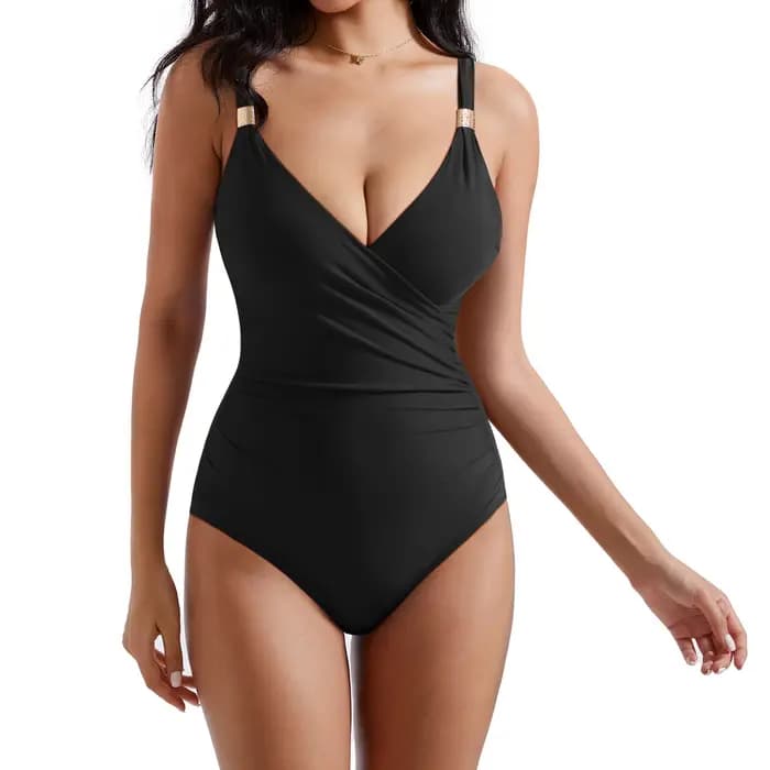Maillot de bain une pièce pour femme, col en V, coupe ajustée, pour l'été