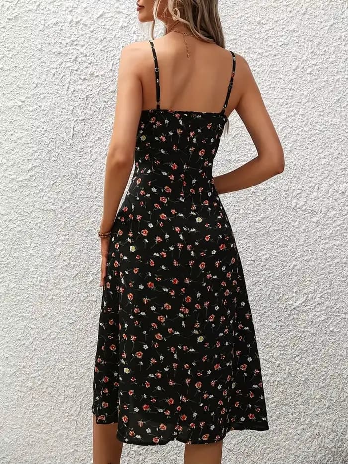 Robe de plage style Boho pour femmes, imprimé Floral, bretelles Spaghetti, imprimé, bretelles élégan