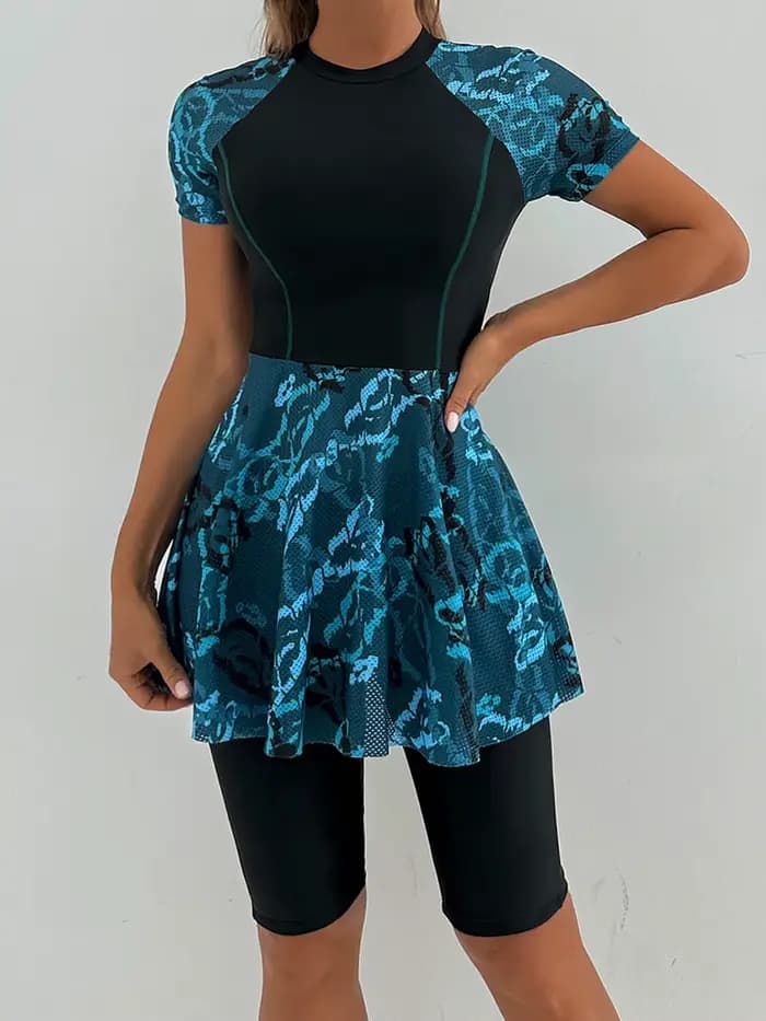 Maillot de bain deux pièces imprimé Tankini, taille haute, pour femmes, jupe, vêtements de plage, no