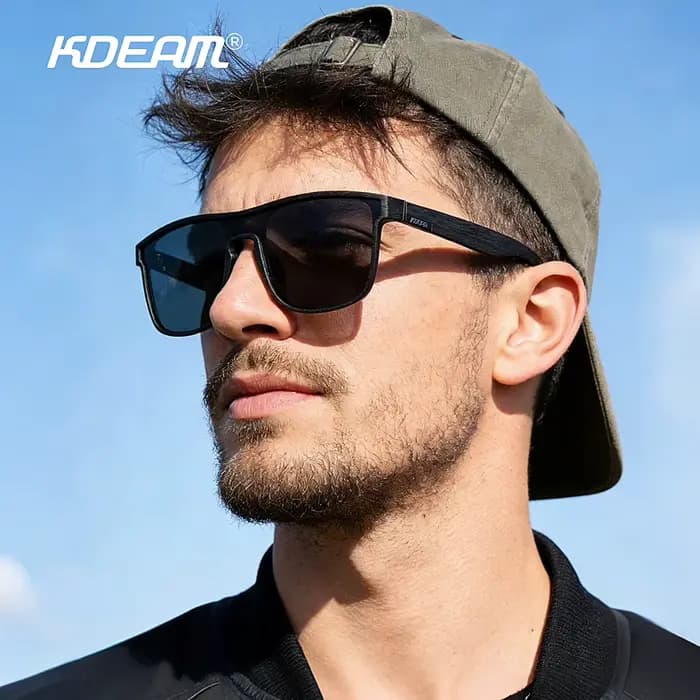 Lunettes de soleil polarisées pour homme KDEAM XL, surdimensionnées, monobloc, finition brossée, lar