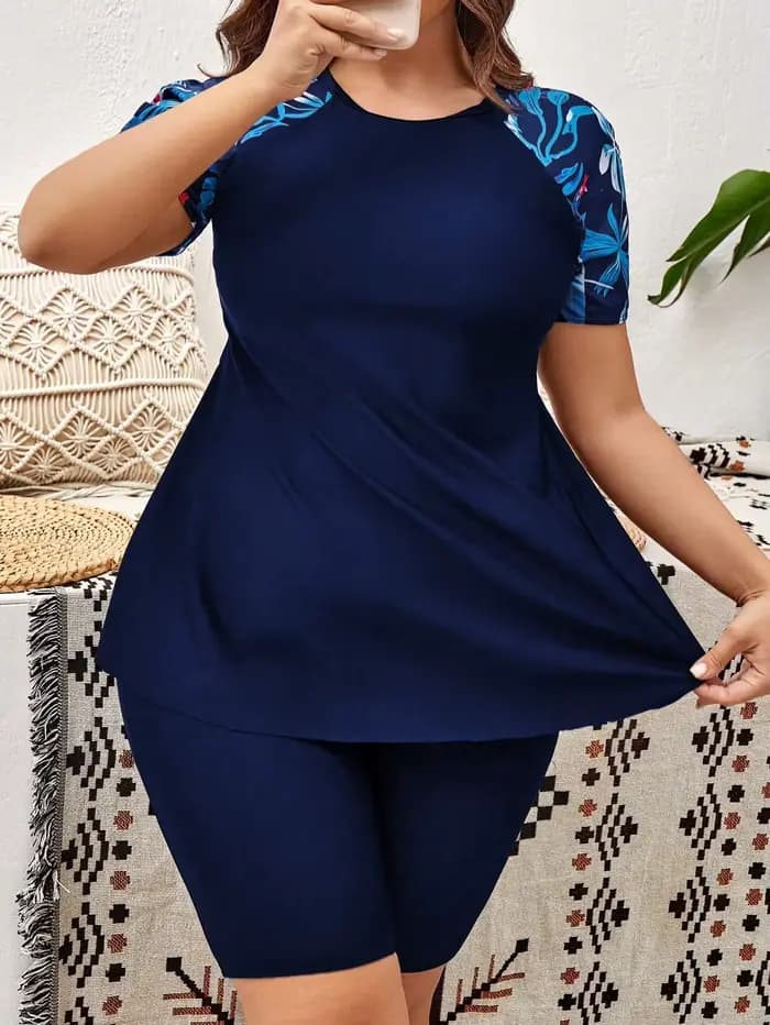 Maillot de bain deux pièces grande taille pour femme, vêtement de surf, sport, plage, taille haute,