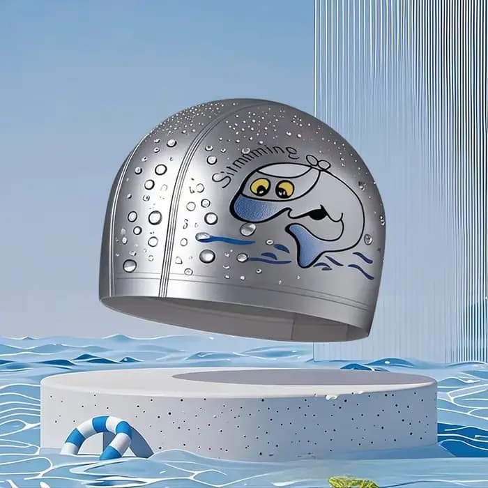 Bonnet de bain pour enfants, confortable, imperméable, revêtement en PU, Logo de conception de dessi