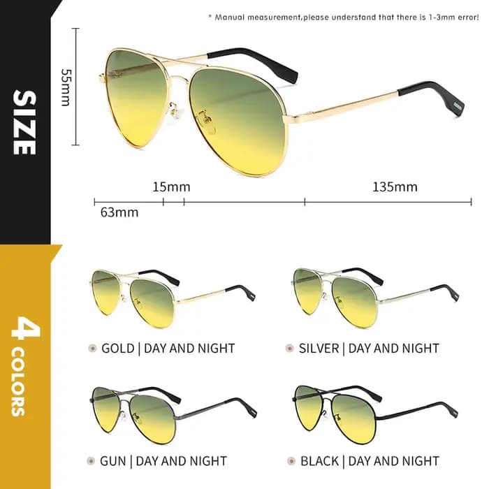 Lunettes de soleil photochromiques hommes polarisées Aviation jour lunettes de Vision nocturne pour