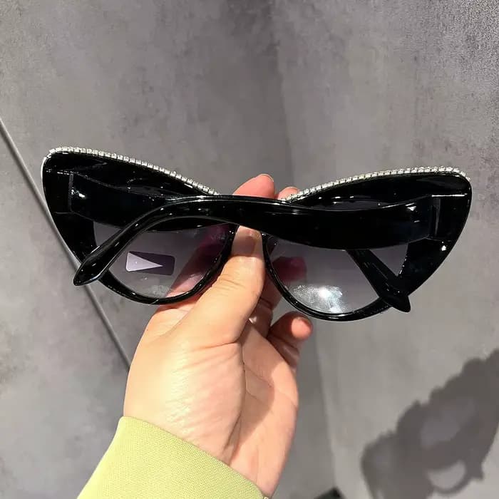 2025 surdimensionné lunettes De soleil œil De chat femmes marque concepteur De luxe rétro cristal Se