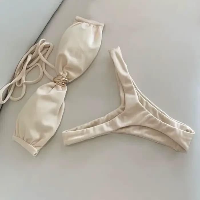 Micro Bikini 2026 Nouveaux Maillots de Bain Femme Sexy Brésilien Biquini Brillant Uni Tenue de Plage