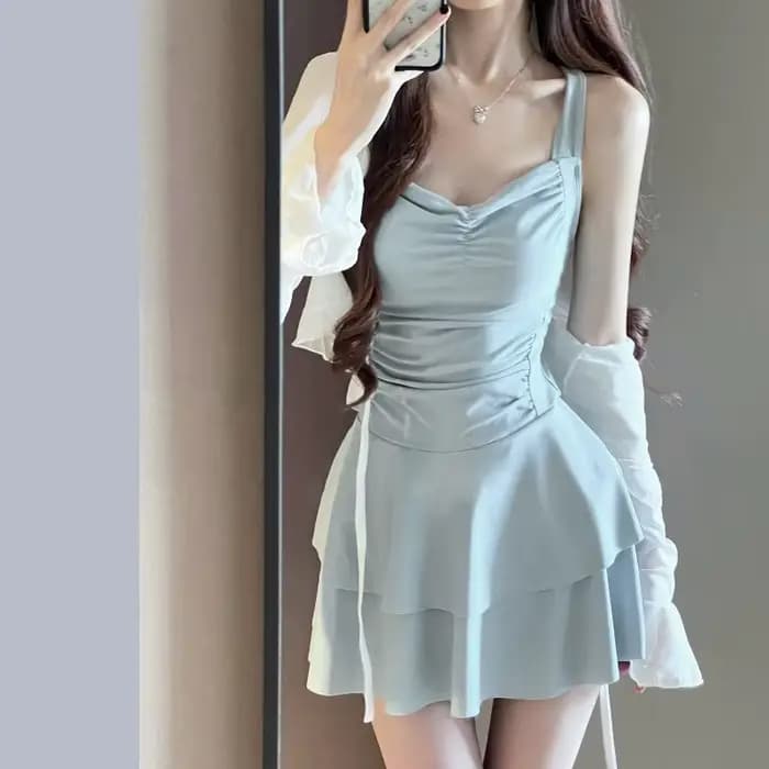 Maillot de bain sexy dos nu pour femme, style jupe, une pièce, effet amincissant, pour les étudiante
