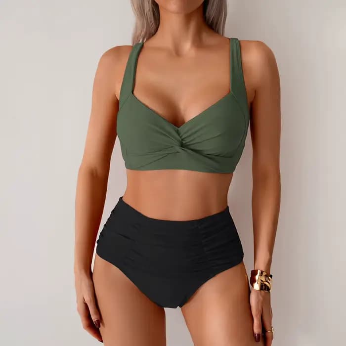 Maillots de bain bikini pour femmes 2026 – Ensembles deux pièces taille haute sans bretelles – Vêtem