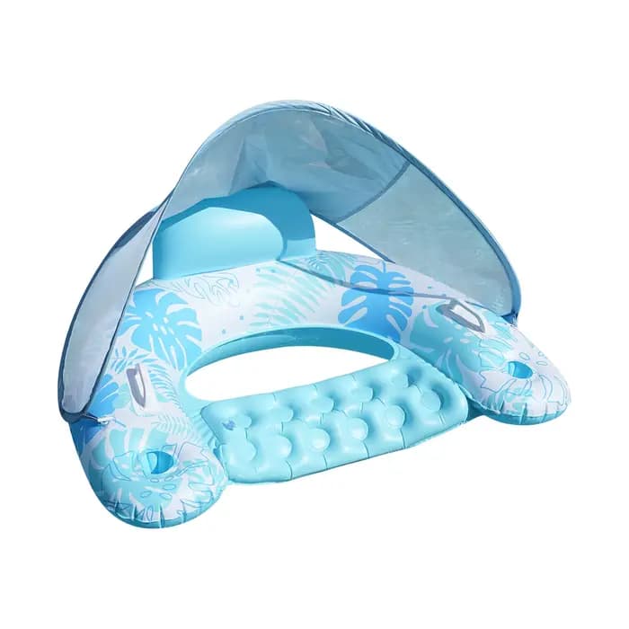 Fauteuil flottant gonflable pour piscine avec auvent pare-soleil, chaise inclinable flottante en for