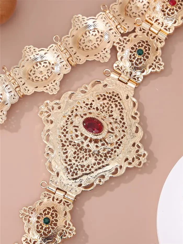 Caftan Chic pour femmes, ceinture de mariage en métal couleur or, ceinture marocaine de luxe pour ro