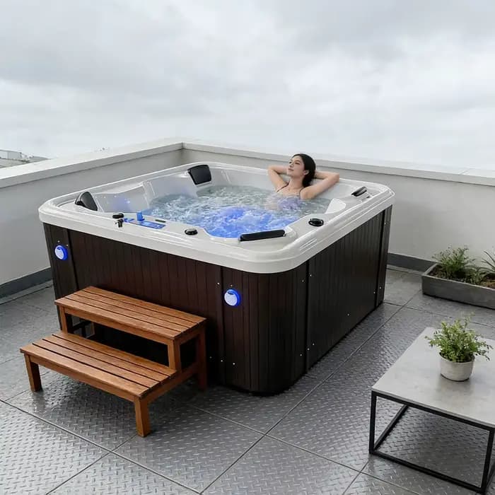 Bain à remous extérieur commercial pour 6 personnes, spa de massage, baignoire en acrylique, jacuzzi