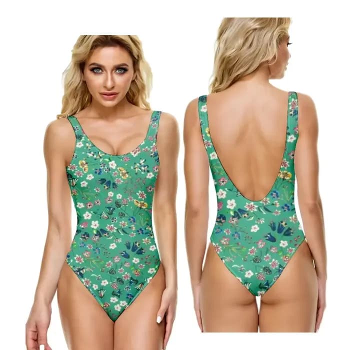  Maillot de bain une pièce en fleurs de cerisier, motif Floral, décontracté, contrôle du ventre, pl