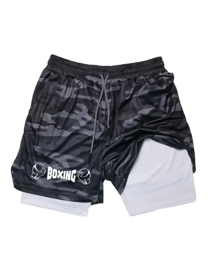 Short de boxe d'été 2 en 1 pour hommes, short de Fitness et de sport, respirant, d'entraînement, nou