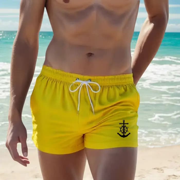 Maillot de bain de sport pour hommes, avec imprimé ancre, confortable et respirant, adapté à la nata