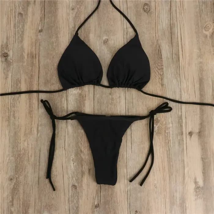 Femmes string Bikini ensemble côté cravate Sexy maillot de bain Style bandeau maillot de bain brésil