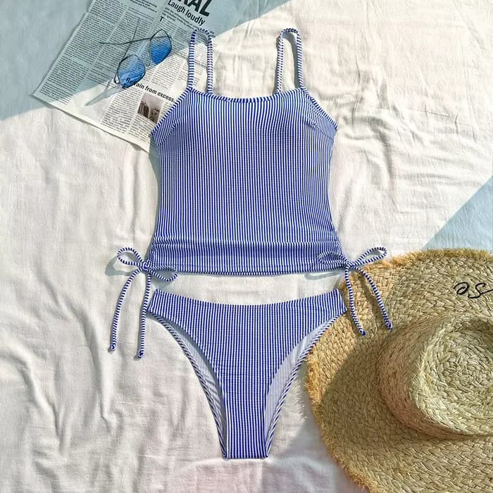 Femmes deux pièces maillot de bain Sexy Bikini maillot de bain rayé féminin Bikini ensemble maillots