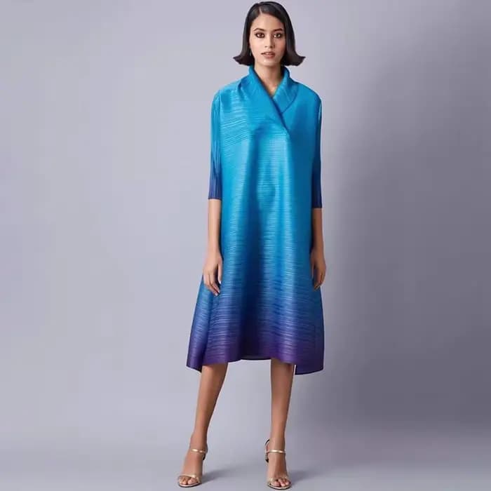 Robe plissée Ata Yake pour femme, grand imprimé, tempérament décontracté, robe éducative, printemps,