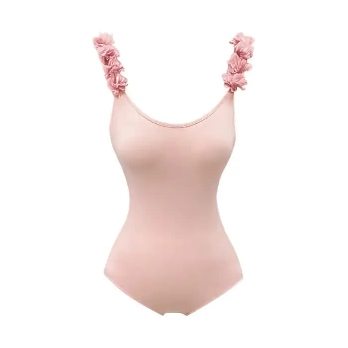 Maillot de bain une pièce à bretelles à fleurs tridimensionnelles pour femmes, corps mince, doux et