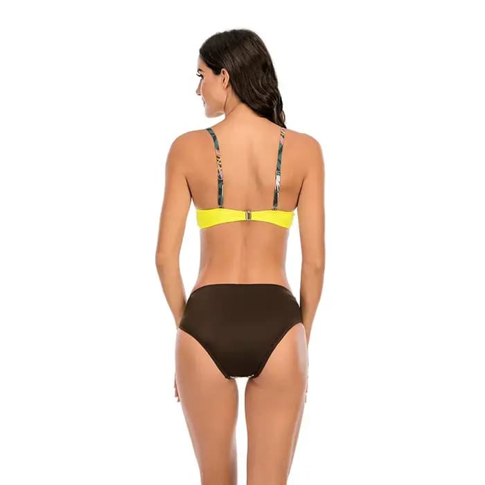 Maillot de bain imprimé, sexy, soutien-gorge push up, culotte taille basse, plissé, triangle, pour f