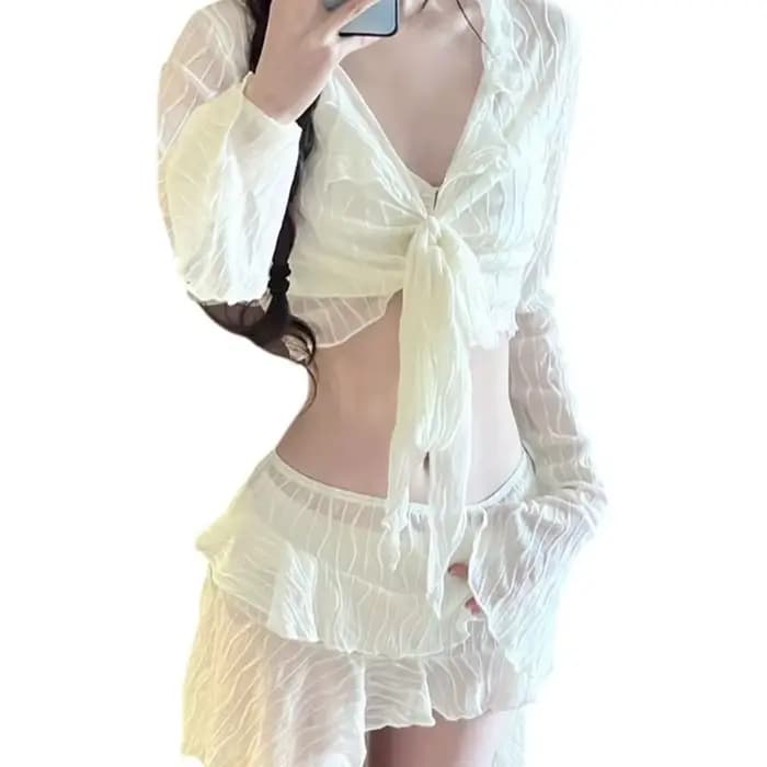 Maillot bain 4 pièces pour femmes, fendu, à mode, Push Up, avec couverture jupe plage, vêtements pla