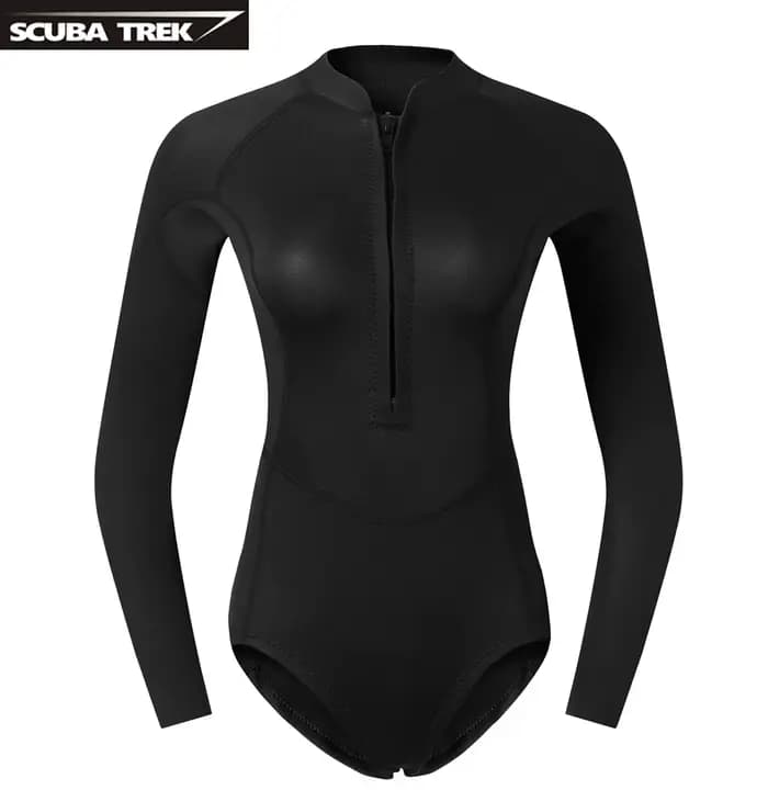 Maillot de bain une pièce à manches longues pour femmes, combinaison de plongée en apnée pour filles