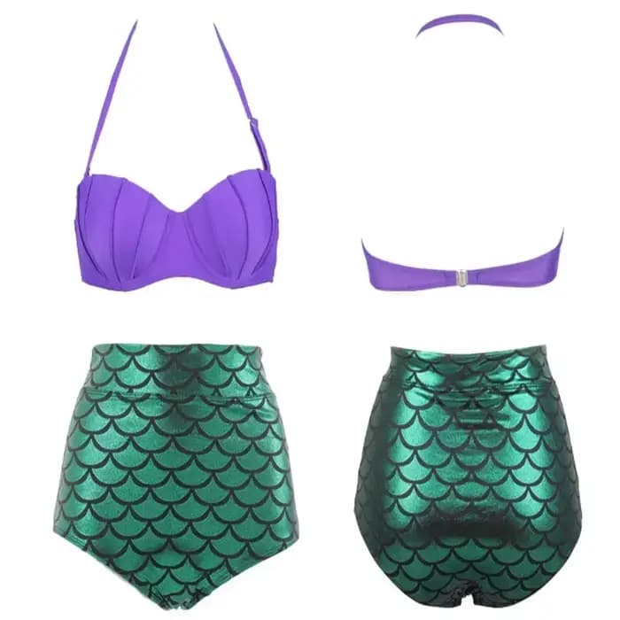 Ensemble de bikini sirène sexy pour femme, maillot de bain taille haute pour adulte, maillot de bain