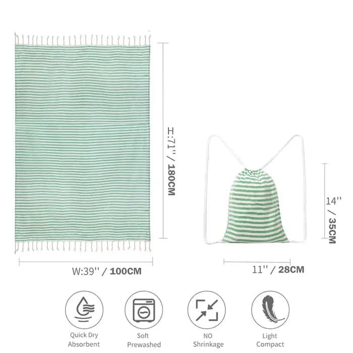 Serviettes de plage à rayures turques en vrac avec sac de voyage serviettes de bain surdimensionnées