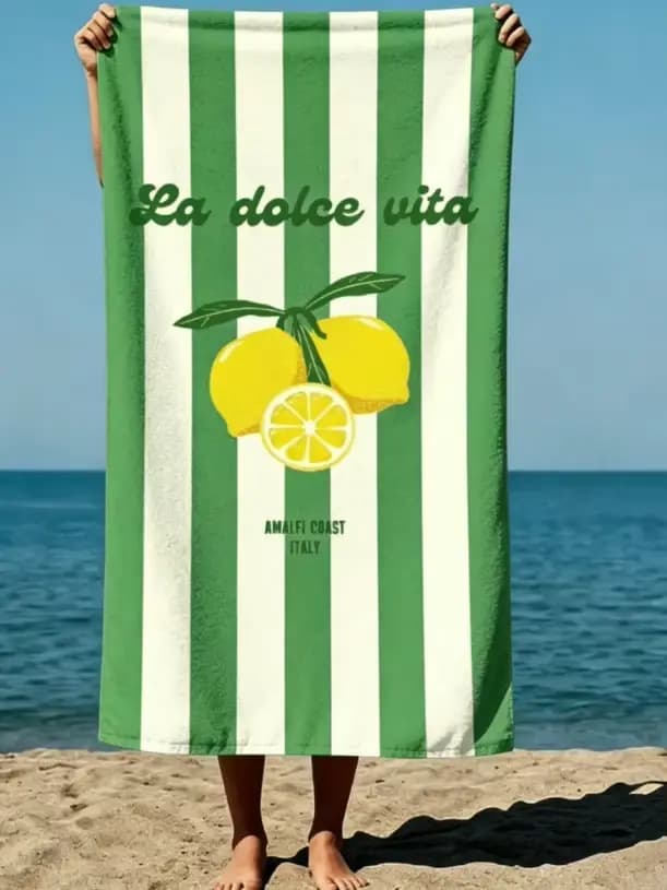 Serviette de plage en microfibre à séchage rapide et anti-sable, style bohème estival, motif citrons