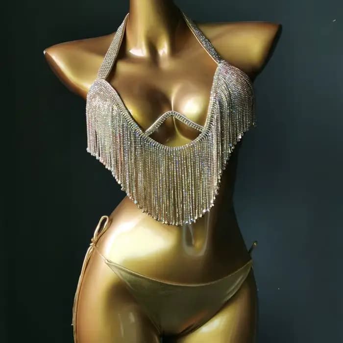 Maillot de bain avec strass et pierres scintillantes, ensemble Bikini, diamants, bikini, vacances, 2