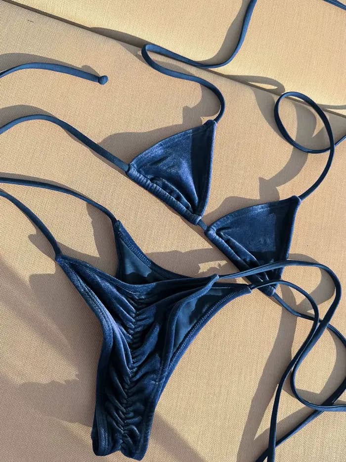 Maillot de bain rétro triangle à lacets pour femme, style mode, taille basse à volants, sexy, pour l