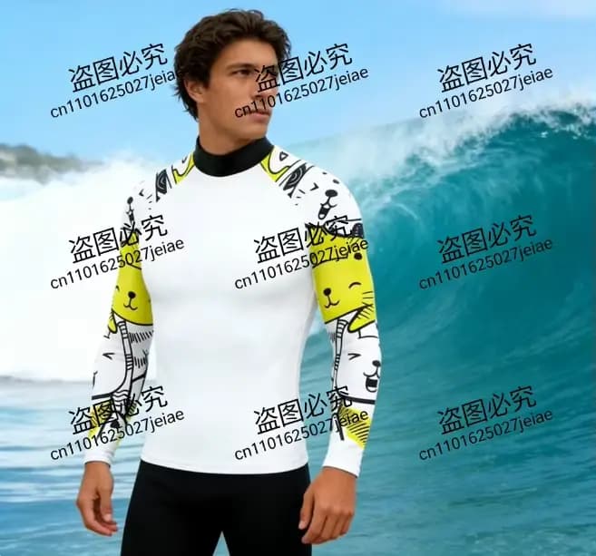 Maillot de bain Rashguard à manches longues pour hommes, Protection UV, T-Shirt de Surf à séchage ra