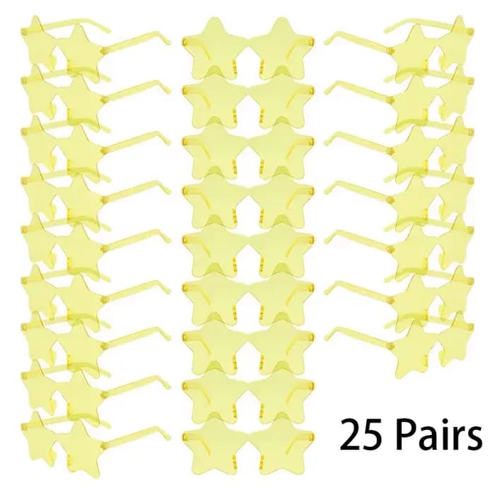 25 paires de lunettes de soleil sans bords en forme d'étoile pour hommes, mode mignon couleur bonbon