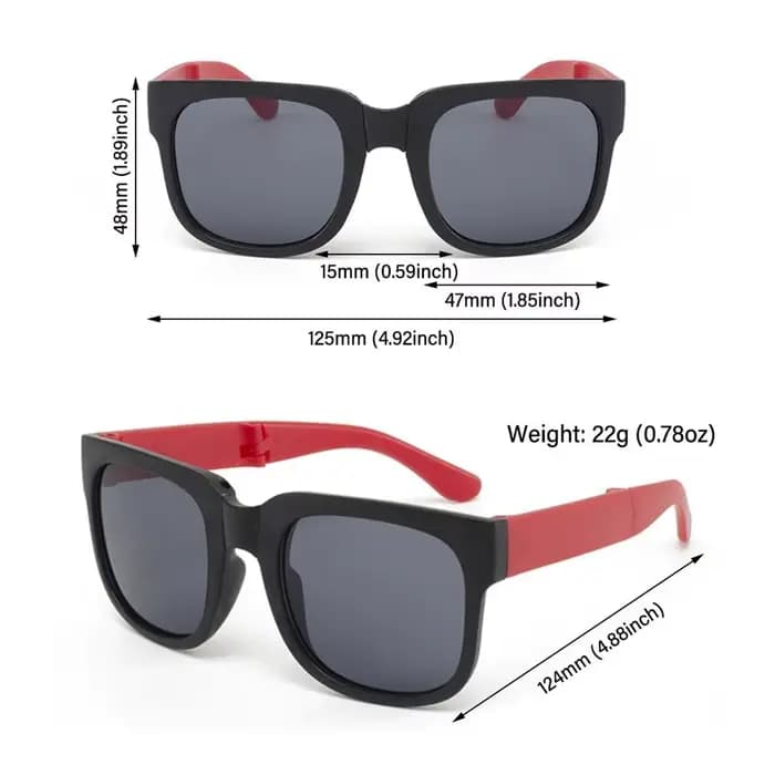 Lunettes de soleil à monture carrée pour enfants, lunettes d'extérieur pliables pour enfants, lunett
