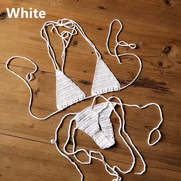 Boho plage femmes Sexy Bikini string à la main maillot de bain au Crochet bas de Bikini ajouré taill