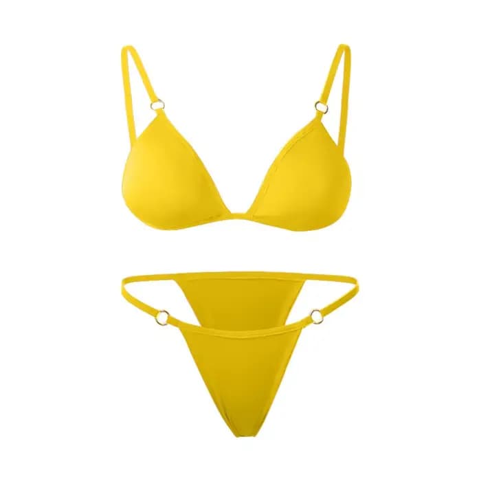Maillot de bain deux pièces fendu, taille basse, sexy, structure en métal, solide, document, ensembl